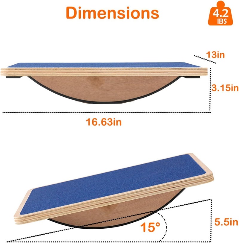 Juoe Balance Board Wobble Board for Adults and Kids - Anti-Slip 350LBS Balance Board for Physical Therapy,Balance Training,Posture Correction,Standing Desk Core Strength Wooden Balance Rocker Board - Image 2
